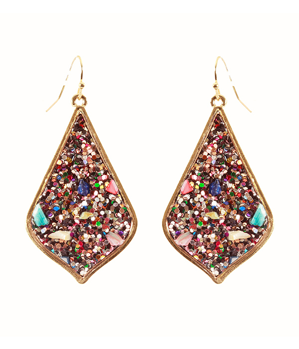 SEMI PRECIOUS STONE AND GLITTERING MIX EARRING