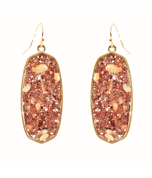 Semi precious stone and glittering mix earring