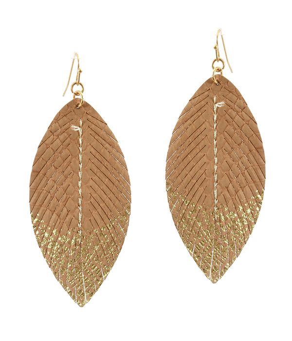 LEATHERETTE FEATHER EARRING