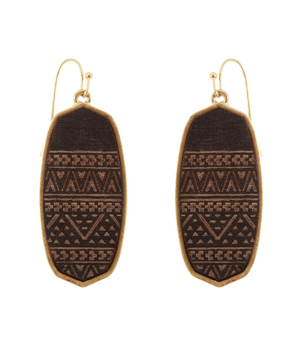 Aztec pattern leatherette earring
