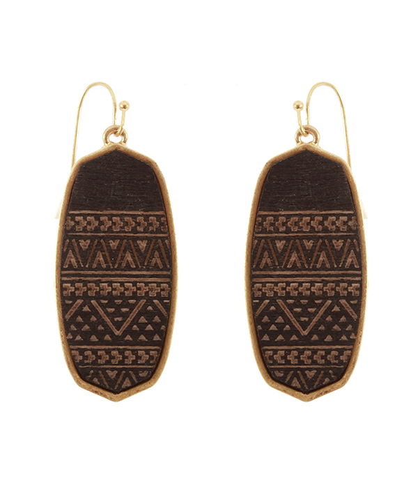 AZTEC PATTERN LEATHERETTE EARRING