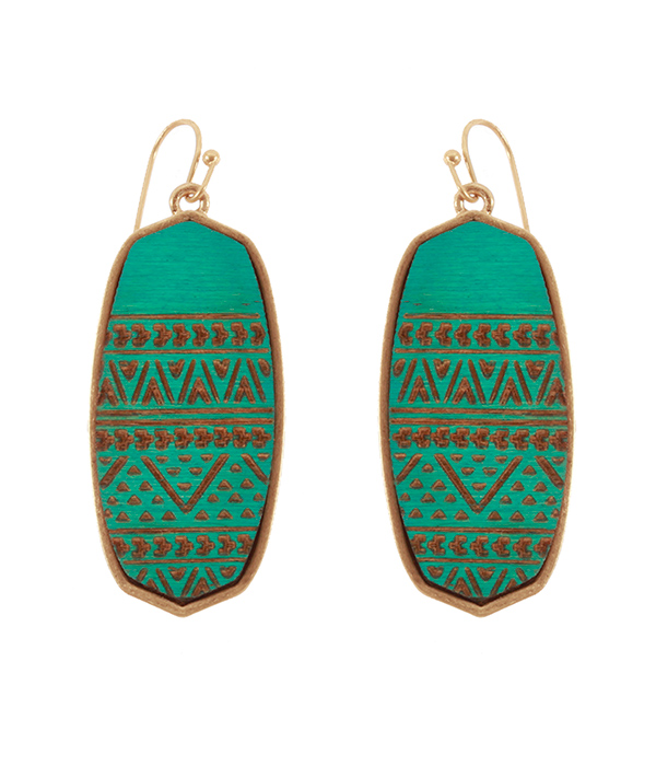 AZTEC PATTERN LEATHERETTE EARRING