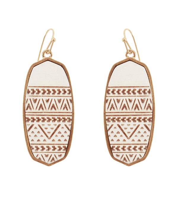 Aztec pattern leatherette earring