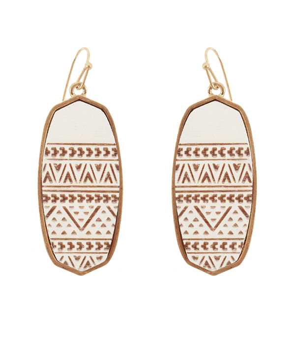 AZTEC PATTERN LEATHERETTE EARRING