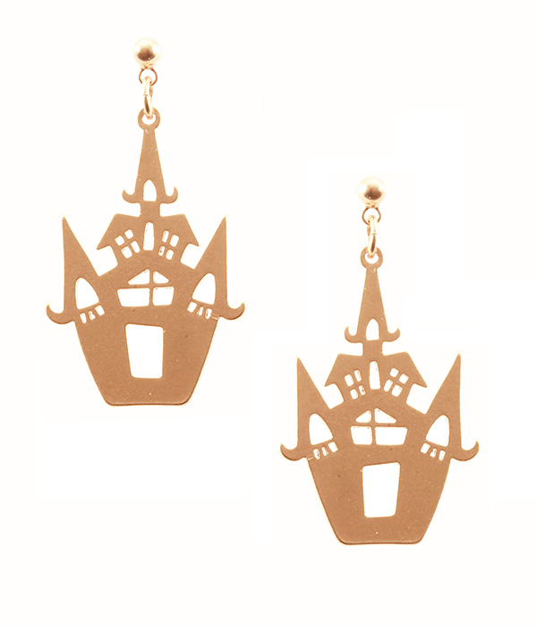 HALLOWEEN THEME METAL EARRING - CASTLE