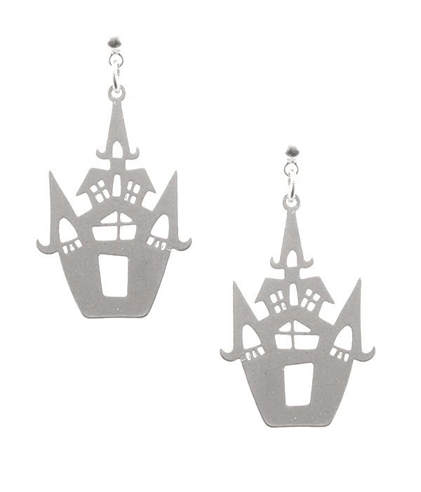 Halloween theme metal earring - castle