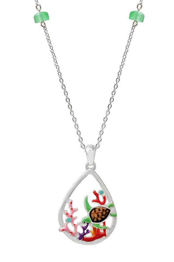 Sealife theme epoxy pendant necklace - turtle