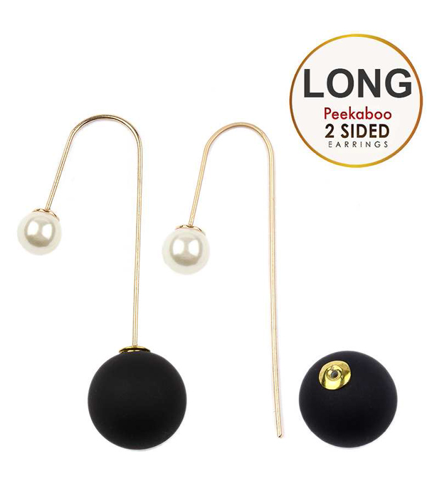Pearl and ball double sided front and back long earring