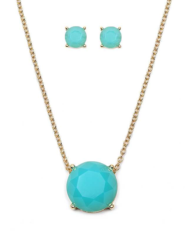 Simple round stone necklace set