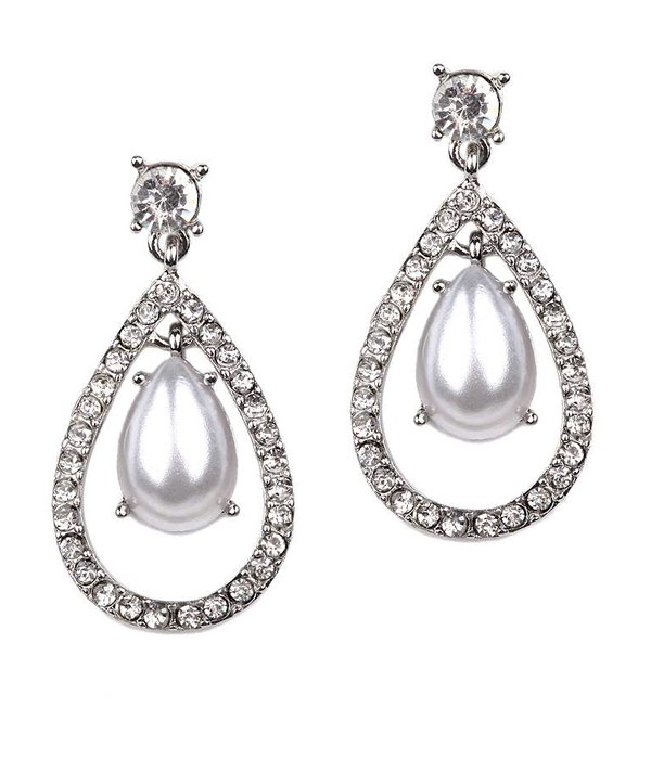 Teardrop pearl and crystal drop earring
