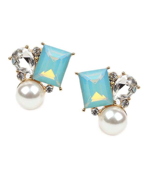 PEARL AND CRYSTAL MIX STUD EARRING
