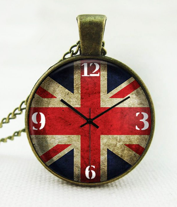 Antique bronze watch inspired cabochon necklace