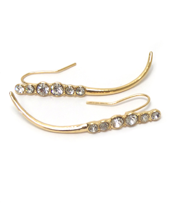 Curved bar with crystals ear cuff