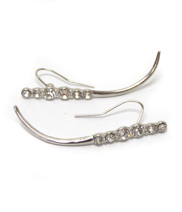 Curved bar with crystals ear cuff 