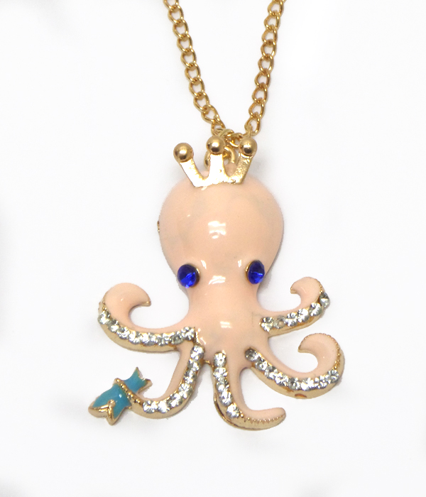 Octupus with crystals necklace