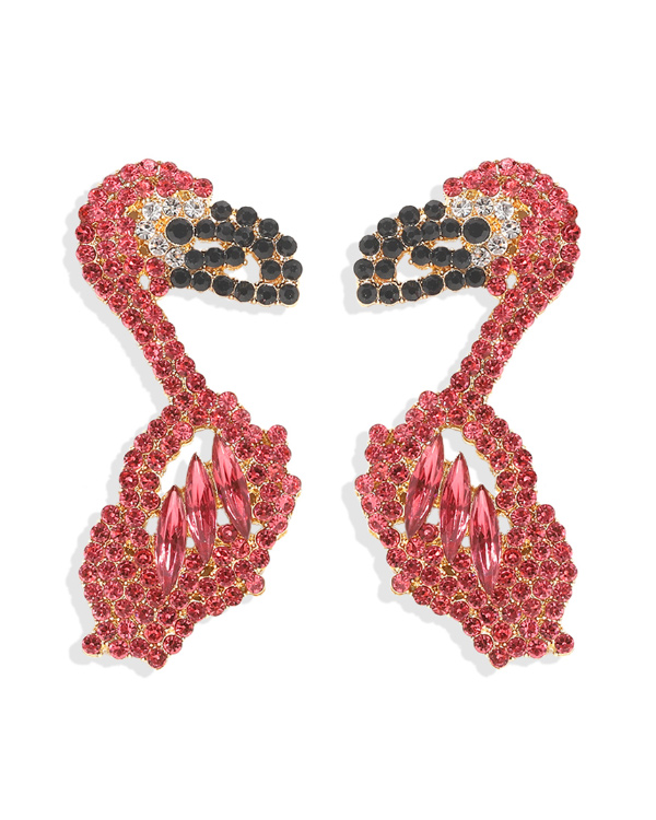 CRYSTAL FLAMINGO EARRING