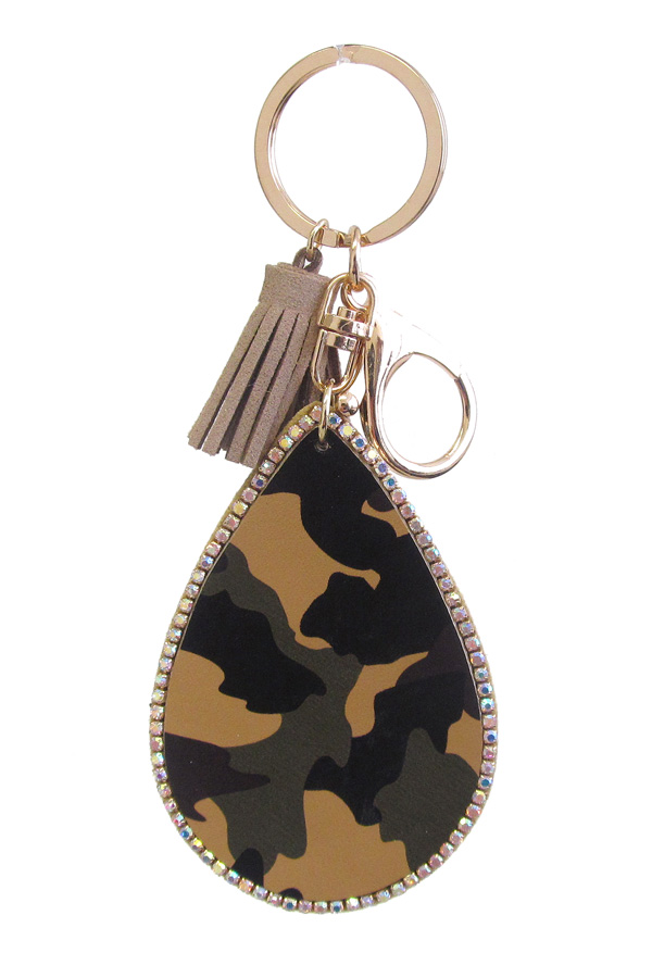 Camouflage military look leatherette key chain