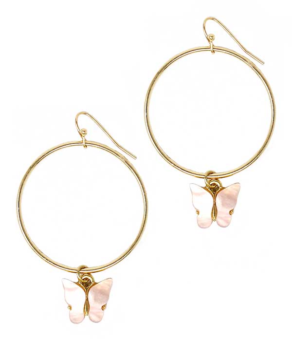 Butterfly dangle hoop earring