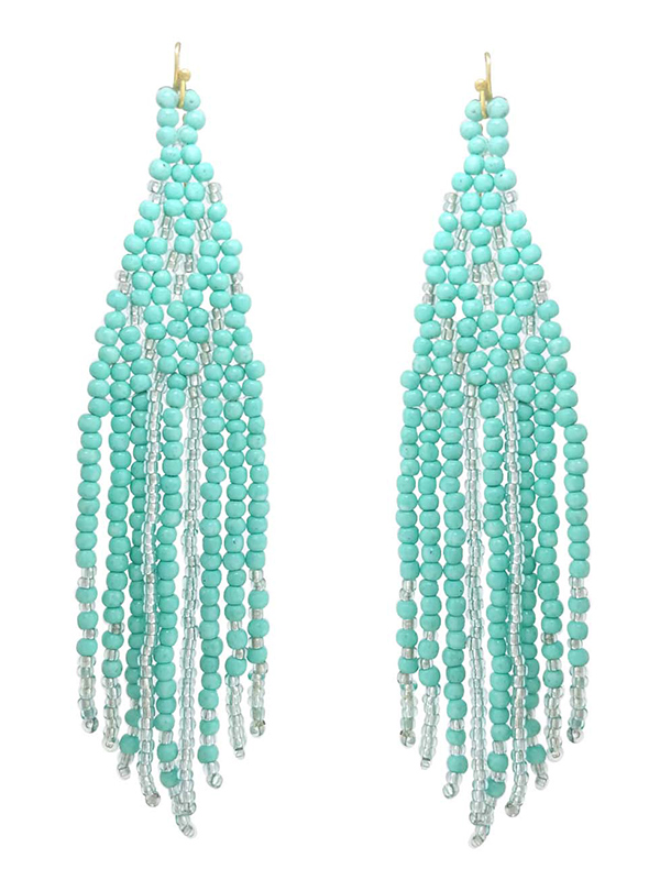 HANDMADE MULTI SEEDBEAD TASSEL DROP EARRING