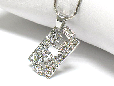Made in korea whitegold plating crystal razor pendant necklace