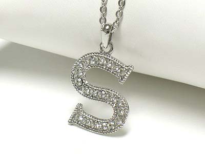 Crystal alphabet initial pendant neckalce - s