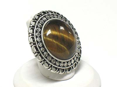 Big natural stone adjustable size ring