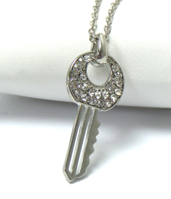 PREMIER ELECTRO PLATING CRYSTAL STUD KEY PENDANT NECKLACE