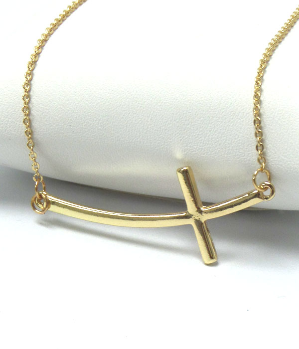 Premier electro plating side cross pendant necklace