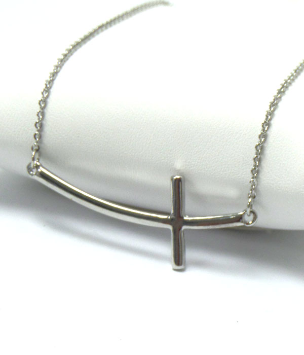 Premier electro plating side cross pendant necklace