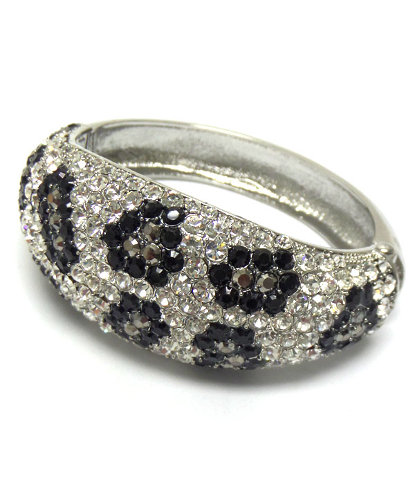Crystal pave leopard hinge bangle bracelet