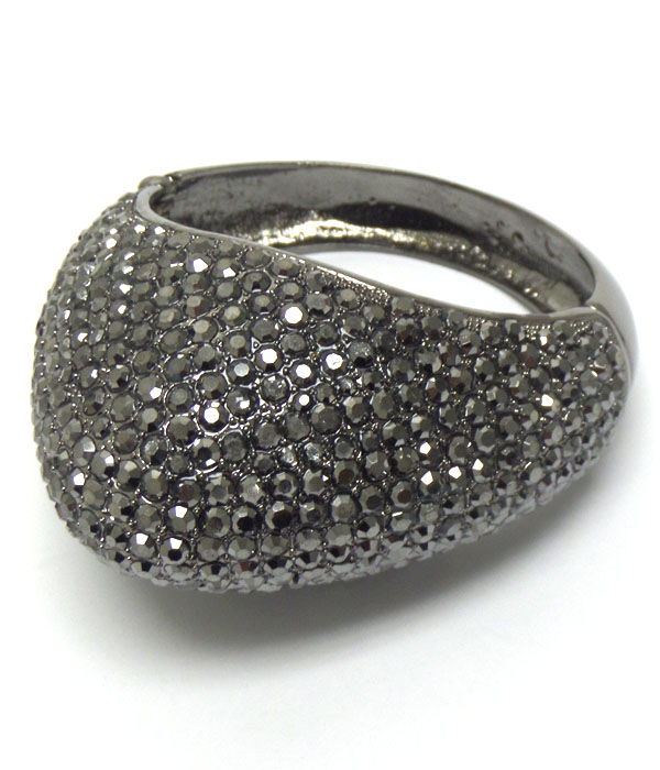 Multi crystal pave puffy hinge bangle bracelet