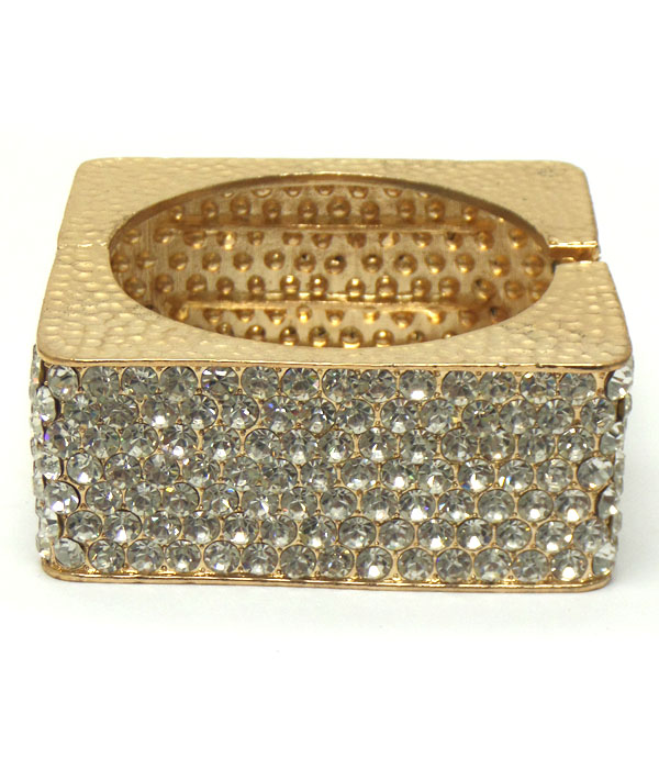 Multi crystal pave square hinge bangle bracelet