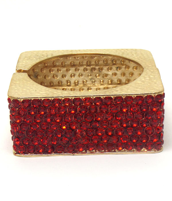 Multi crystal pave square hinge bangle bracelet