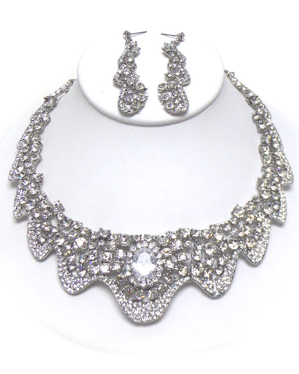 Luxury austrian crystal victorian style wavy party necklace earring set
