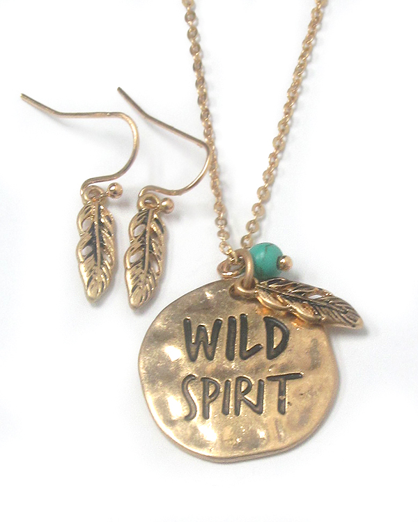 Hammered disk pendant necklace set - wild spirit