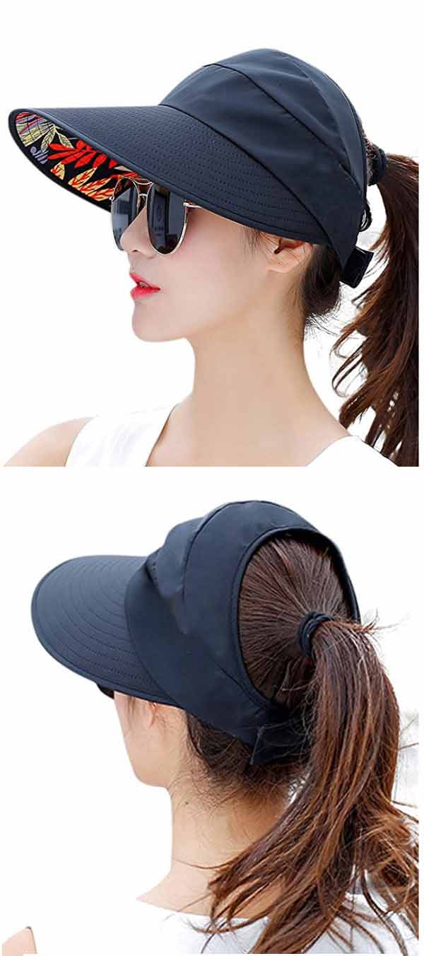 Wide brim floppy packable sun visor hat - uv protection