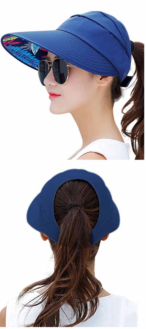Wide brim floppy packable sun visor hat - uv protection