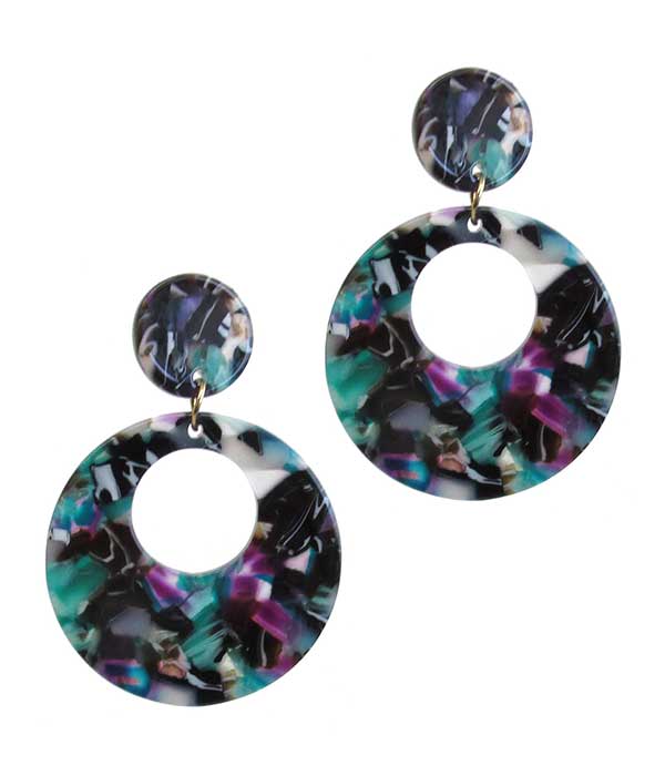 Celluloid disc drop earring