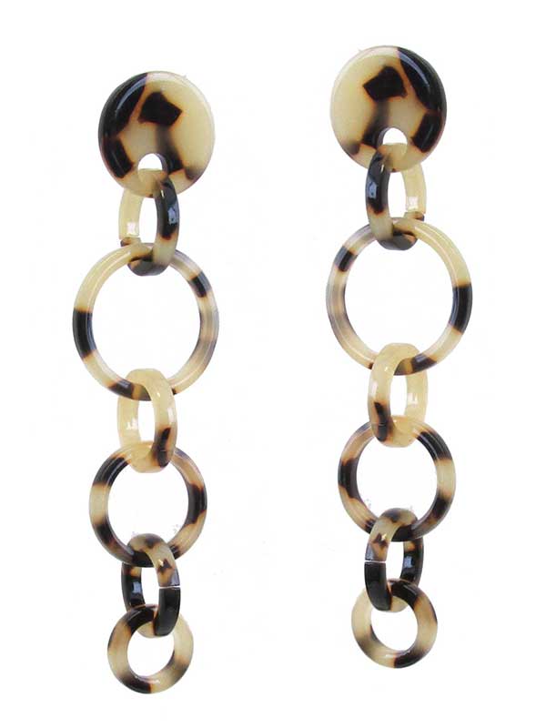Celluloid ring dangle drop earring