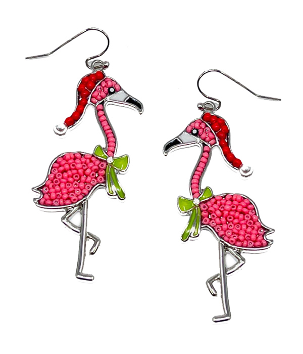 CHRISTMAS THEME EARRING - FLAMINGO
