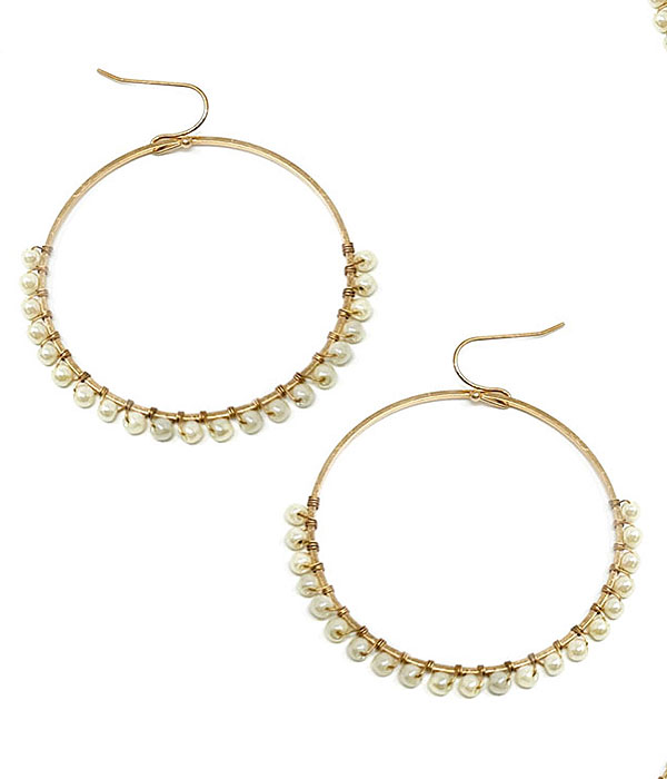 Semi precious stone hoop earring