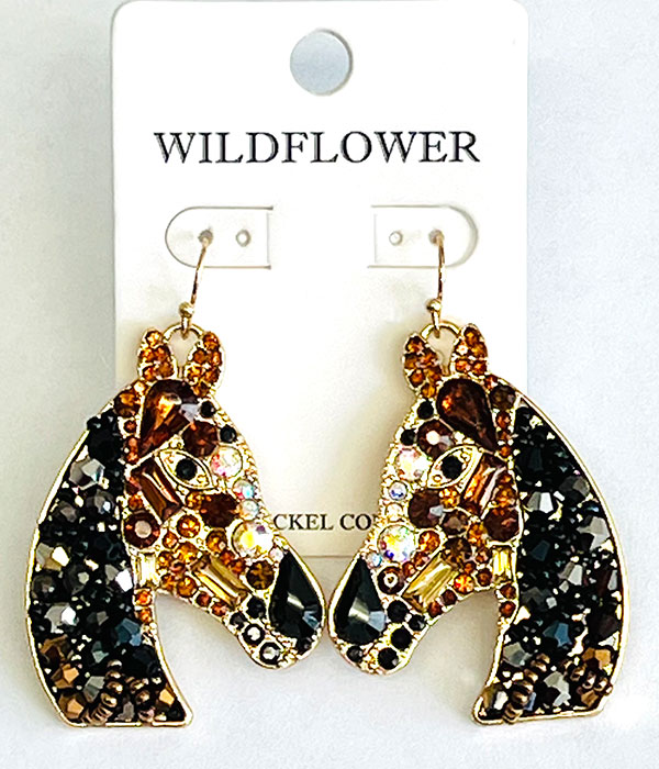 Crystal horse earring