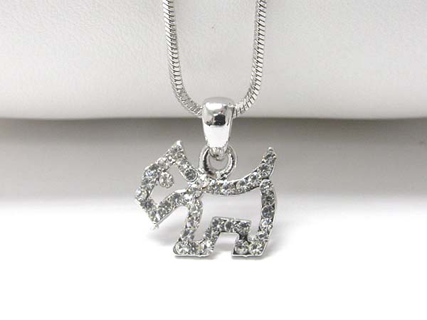 Made in korea whitegold plating crystal dog pendant necklace