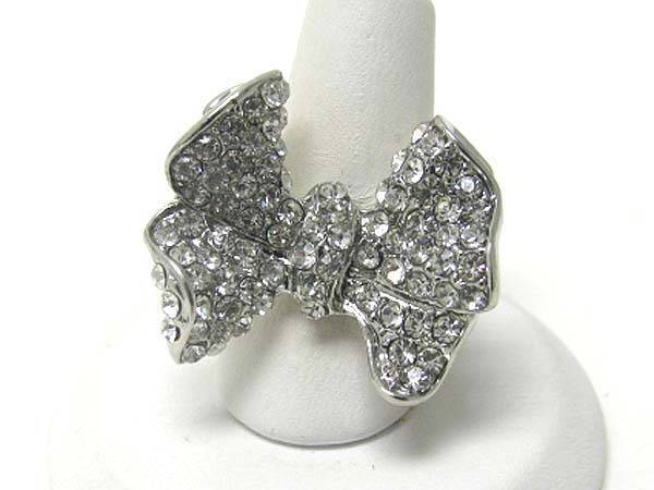 Crystal stud ribbon adjustable ring