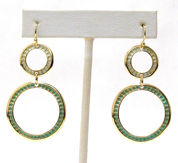 Painted double hoop drop earring - hoops