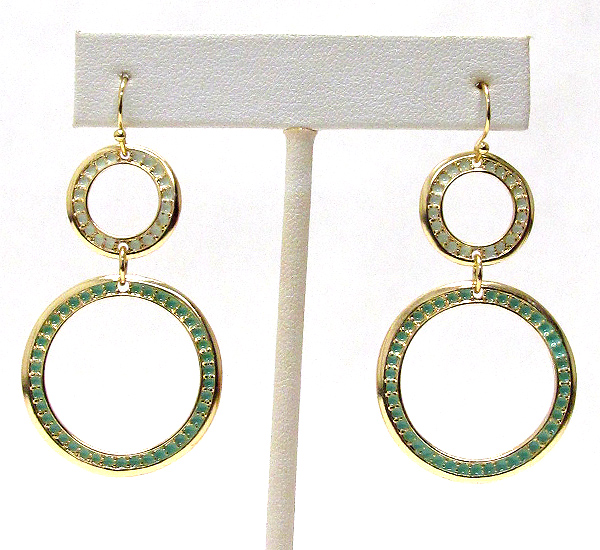 PAINTED DOUBLE HOOP DROP EARRING - HOOPS