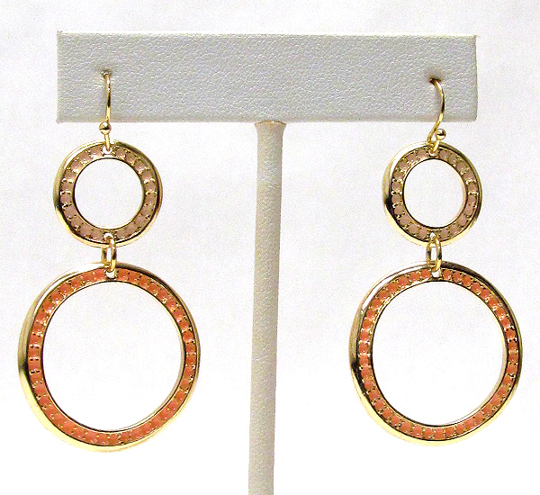 Painted double hoop drop earring - hoops
