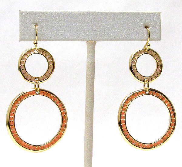 PAINTED DOUBLE HOOP DROP EARRING - HOOPS