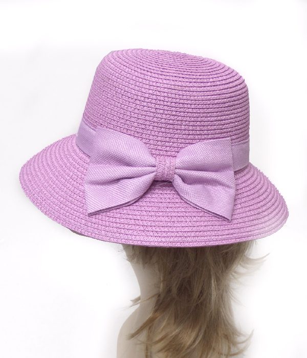 Bow paper straw summer hat
