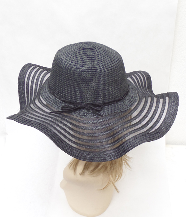 Two tone paper straw floppy summer hat 